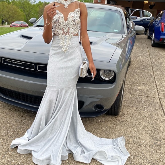 sliver prom dress/gown sparkly